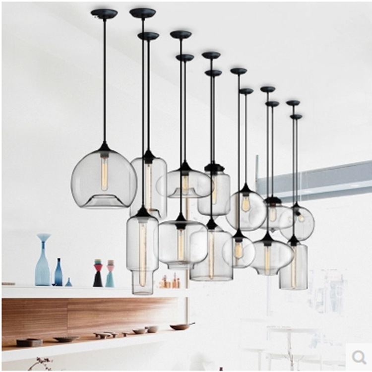 JYLIGHTING Modern multicolor glass pendant light cute ball shape lamp kitchen island lighting LED Edison line pendant lamp