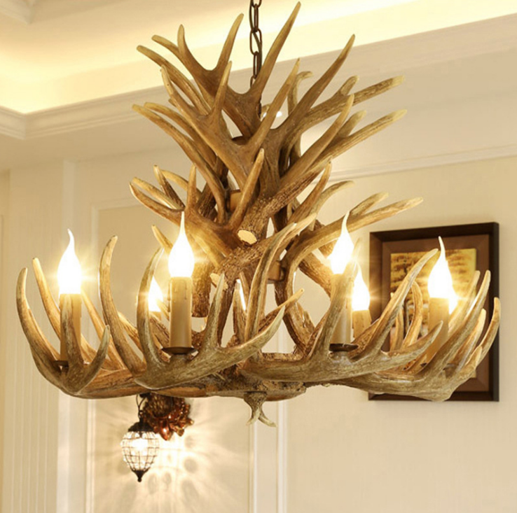 JYLIGHTING Nodic American Retro Antler Chandelier Pendant Lamp Nordic Style Bar Hanging Lights Horn Deer Bedroom LED Light