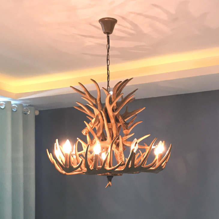 JYLIGHTING Nodic American Retro Antler Chandelier Pendant Lamp Nordic Style Bar Hanging Lights Horn Deer Bedroom LED Light