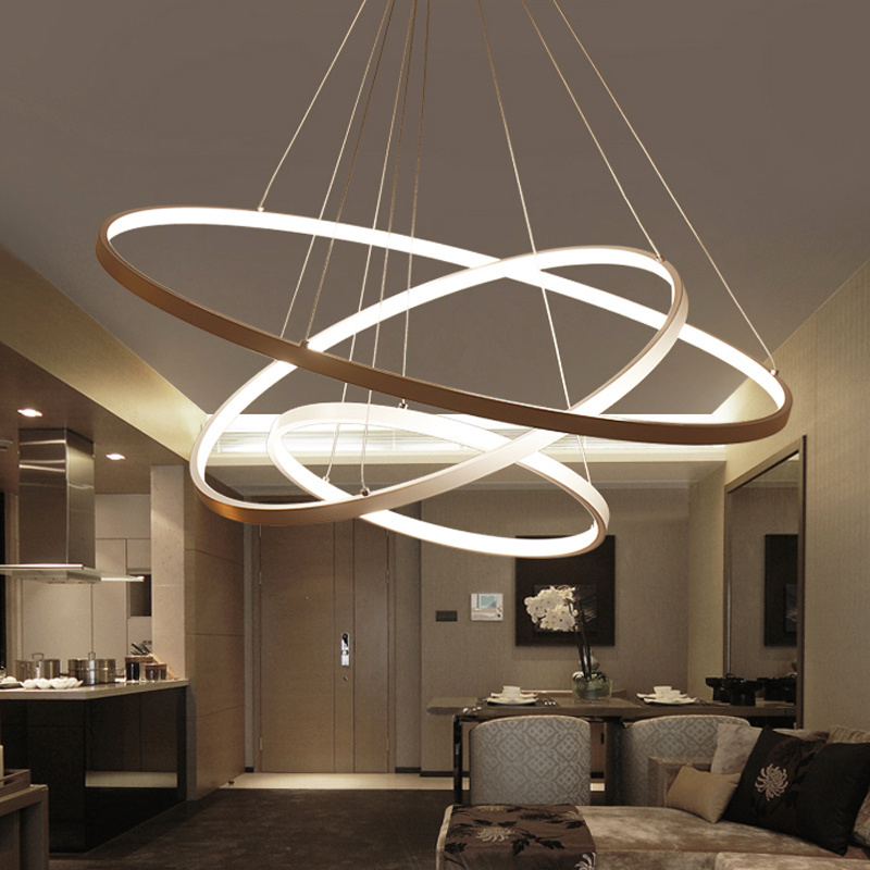 JYLIGHTING Living Room Dining Room Circle Rings Acrylic Aluminum Body ring fixture LED Ceiling Lamp Modern Pendant Lights