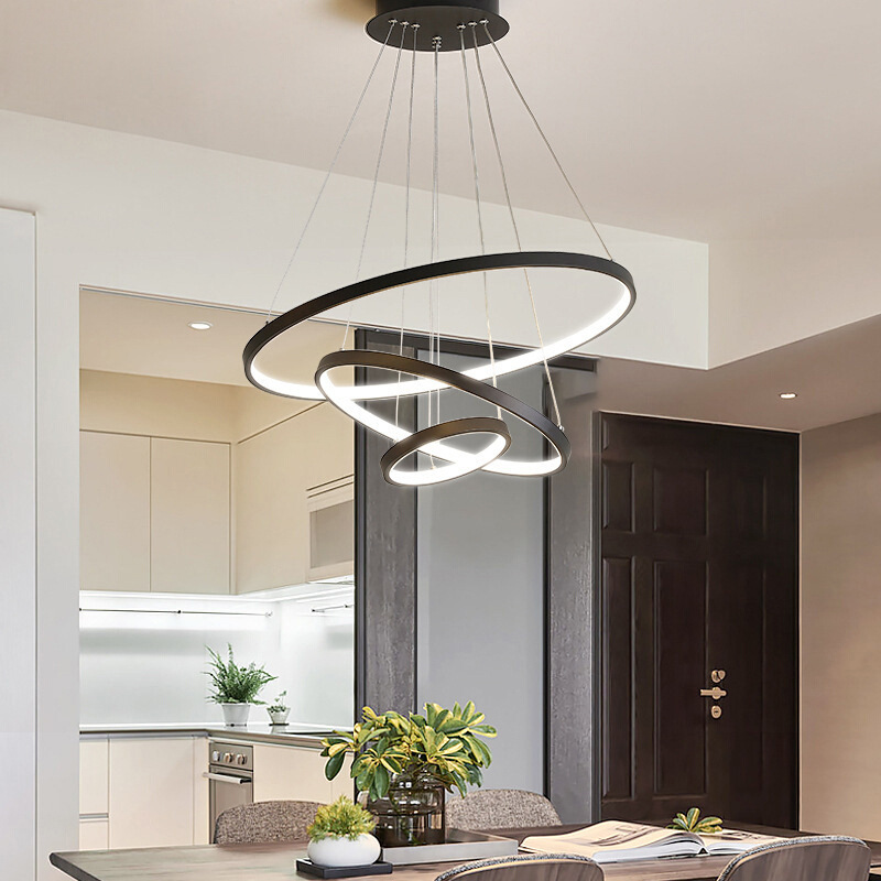 JYLIGHTING Living Room Dining Room Circle Rings Acrylic Aluminum Body ring fixture LED Ceiling Lamp Modern Pendant Lights