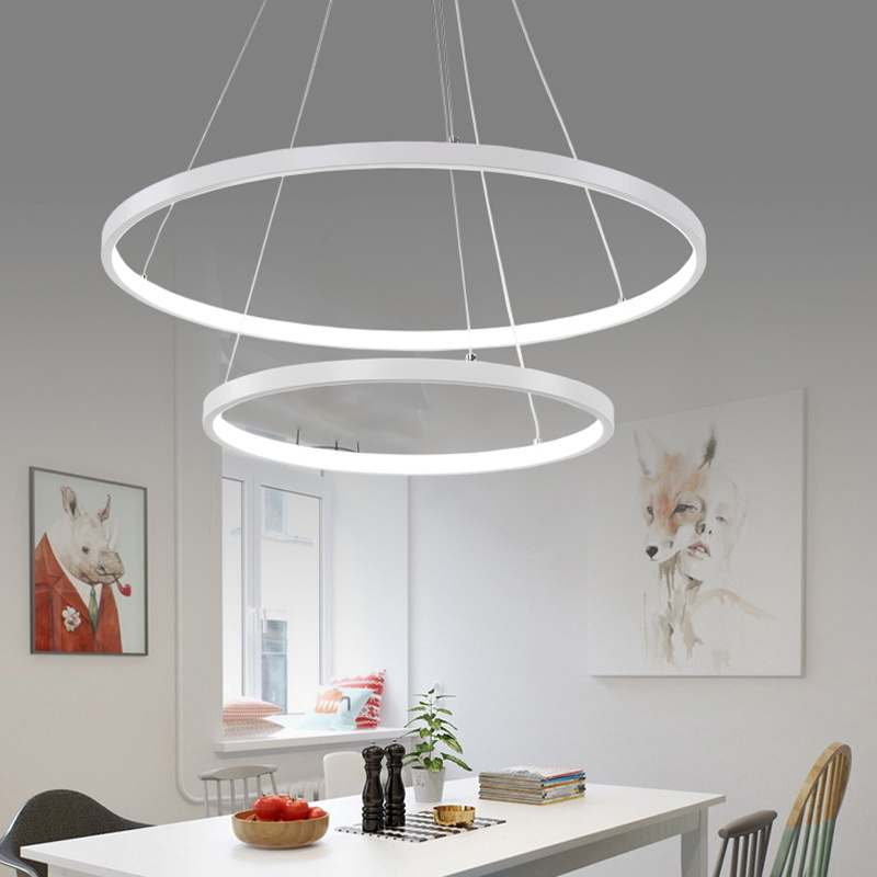 JYLIGHTING Living Room Dining Room Circle Rings Acrylic Aluminum Body ring fixture LED Ceiling Lamp Modern Pendant Lights