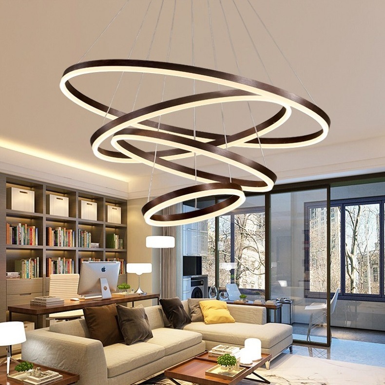 Vintage Luxury  Round Circles Hanging Lights Home Deco Ceiling Lights Modern Led Pendant Light