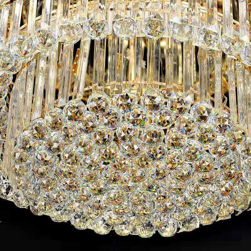 JYLIGHTING Hotel Home Golden Round Modern Crystal Ceiling Light Fixture LED