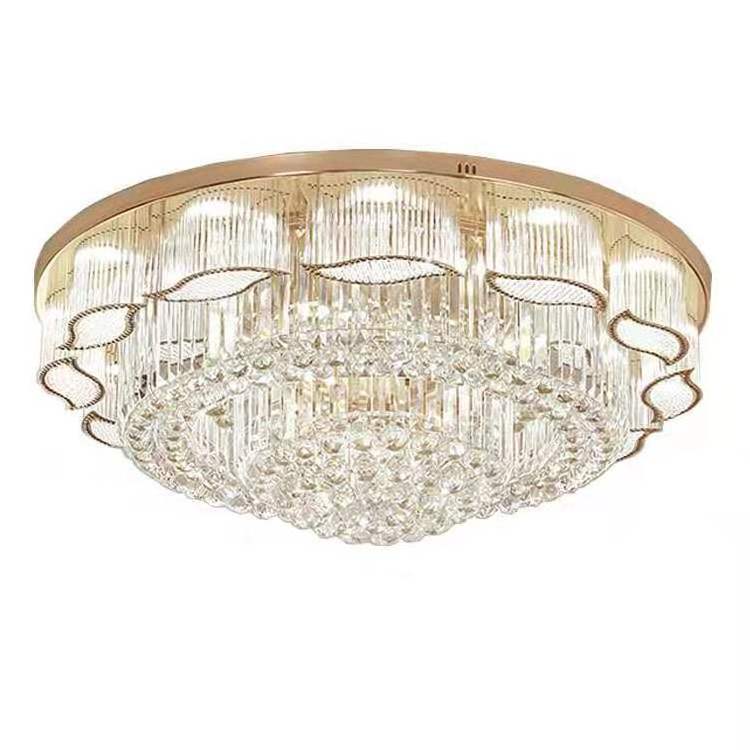 JYLIGHTING Hotel Home Golden Round Modern Crystal Ceiling Light Fixture LED