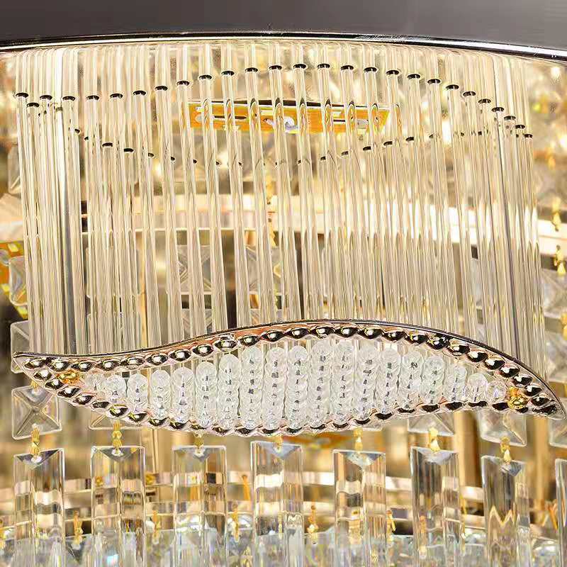 JYLIGHTING Hotel Home Golden Round Modern Crystal Ceiling Light Fixture LED