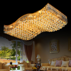 JYLIGHTING Bedroom Hotel Home Golden Rectangle Modern Crystal Ceiling Light Fixture