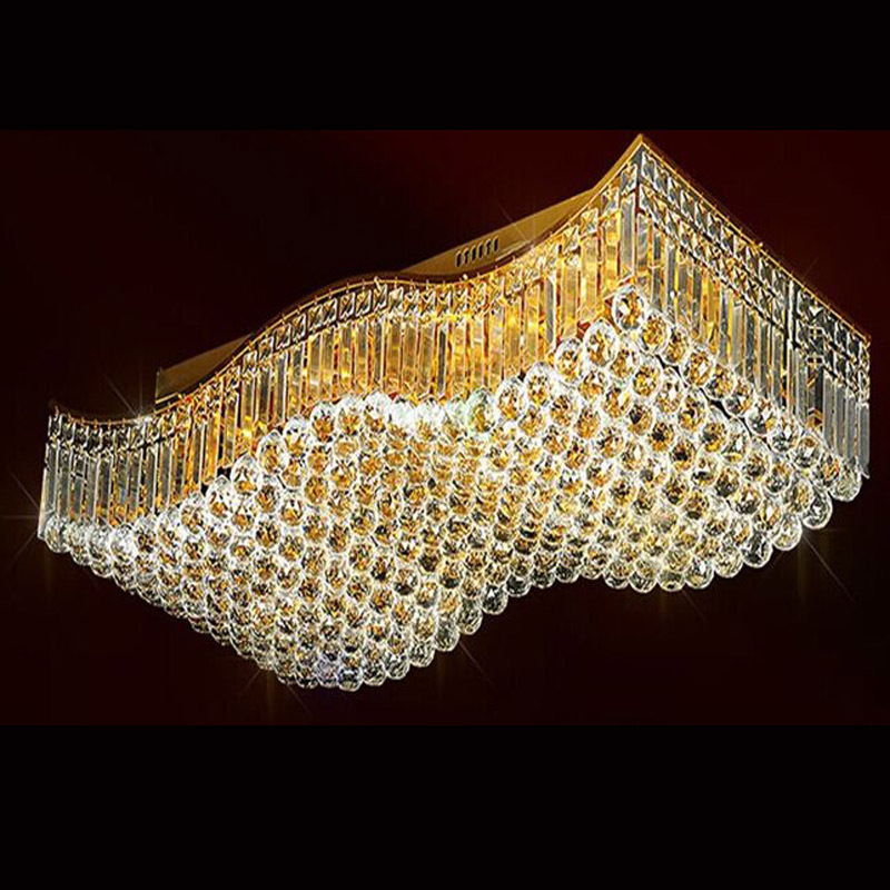 JYLIGHTING Bedroom Hotel Home Golden Rectangle Modern Crystal Ceiling Light Fixture