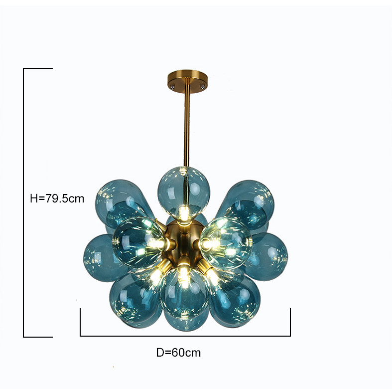 JYLIGHTING Modern Glass Bubble Ball Chandelier Adjustable Ceiling Lights Creative Pendant Light for Dining Room Hotel Club Decoration