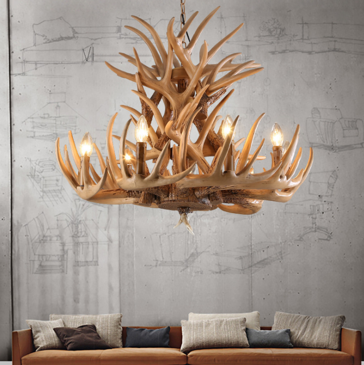 JYLIGHTING Nodic American Retro Antler Chandelier Pendant Lamp Nordic Style Bar Hanging Lights Horn Deer Bedroom LED Light