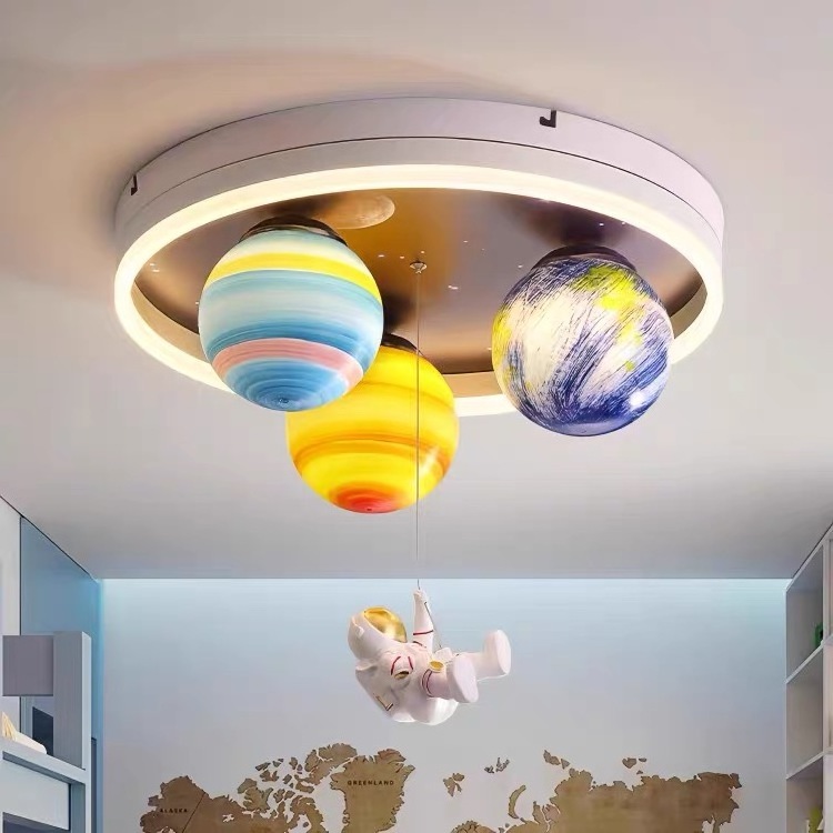 Astronaut Star Ceiling Lamp for Children's Room round Personality Lamp for Boy's Bedroom Chandeliers & Pendant Lights