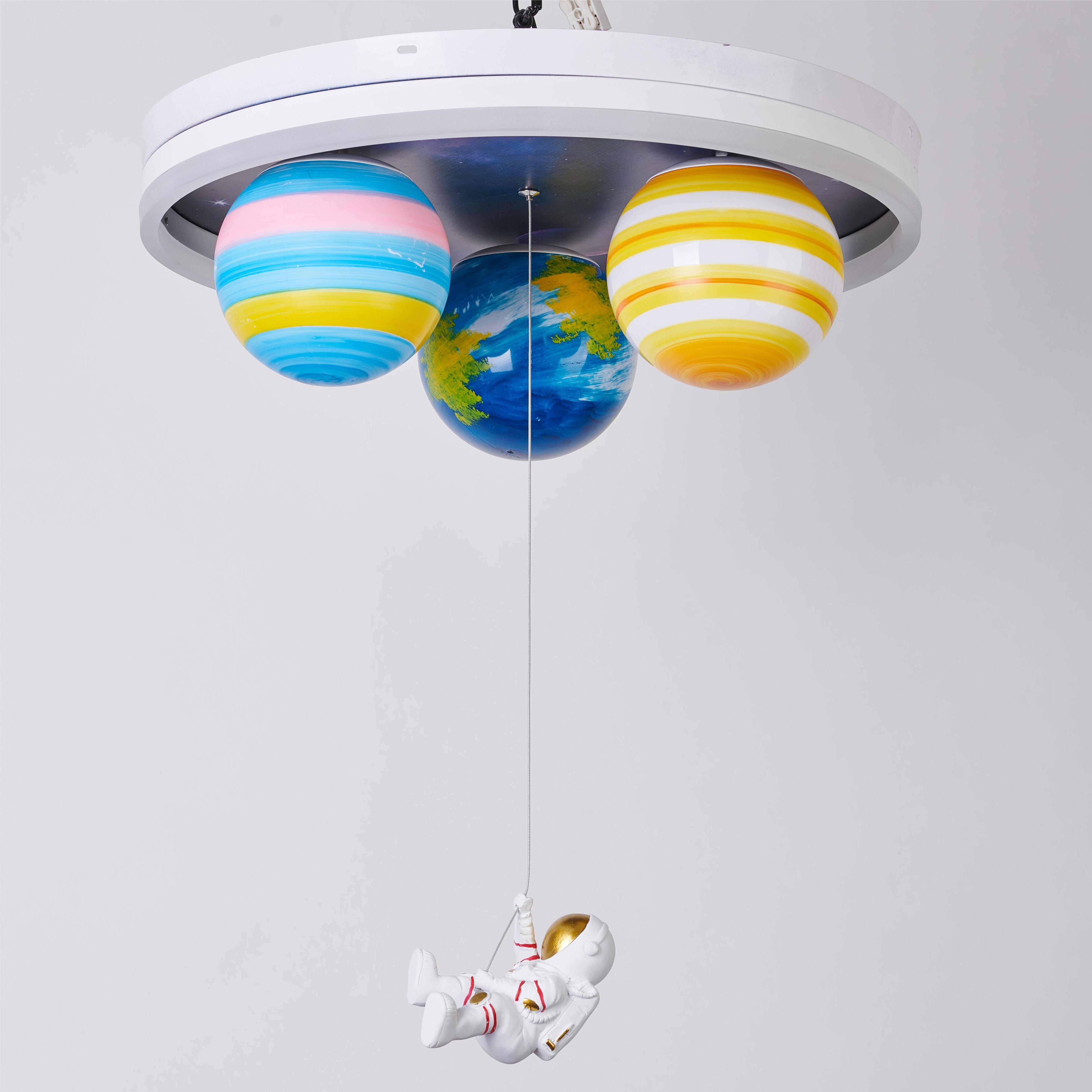 Astronaut Star Ceiling Lamp for Children's Room round Personality Lamp for Boy's Bedroom Chandeliers & Pendant Lights