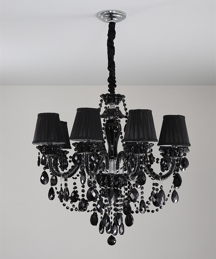 JYLIGHTING European modern chandelier black glass candle crystal chandeliers for  banquet hall