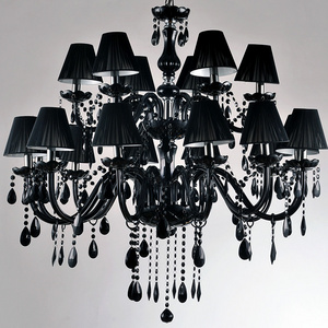 JYLIGHTING Hot selling modern chandelier simple black candle crystal chandelier lamp with black lampshade chandelier