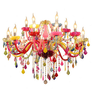 JYLIGHTING New design modern luxury large colorful color crystal chandelier for girl princess bedroom cafe KTV bar