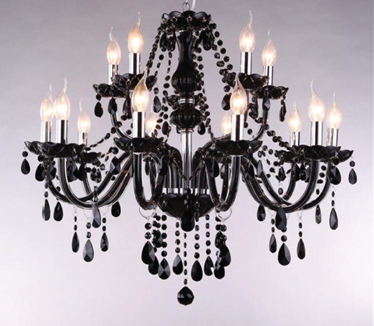 JYLIGHTING Hot selling modern chandelier simple black candle crystal chandelier lamp with black lampshade chandelier