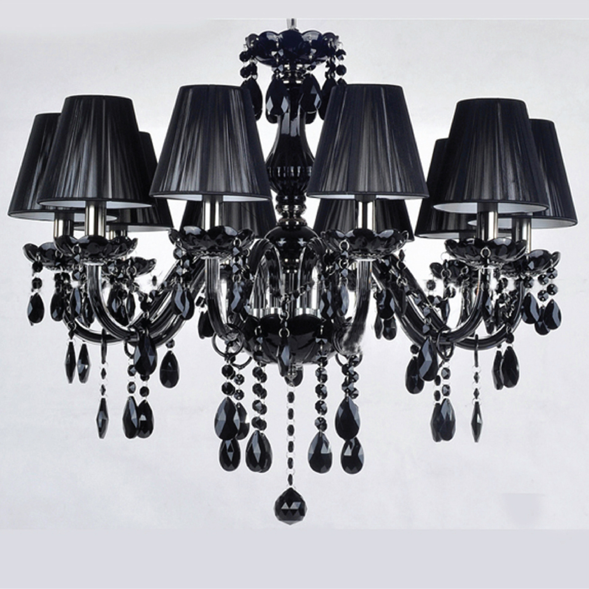 JYLIGHTING Hot selling modern chandelier simple black candle crystal chandelier lamp with black lampshade chandelier