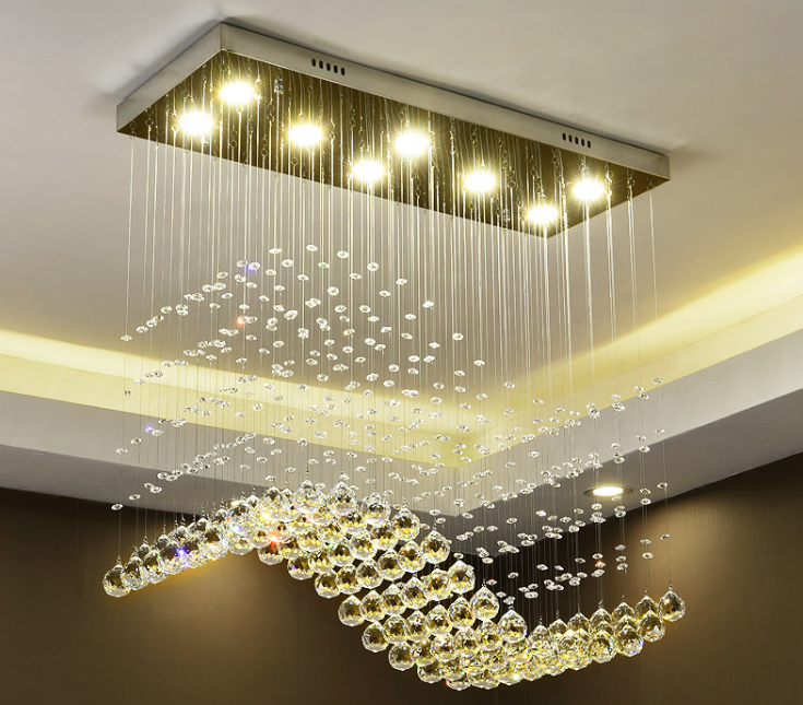 JYLIGHTING Luxury Crystal Ceiling Lights Flush Mount Pendant Lighting Modern Crystal Chandelier Lights Hanging Lamps