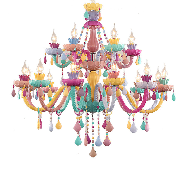 JYLIGHTING Creative Children's Room Kids Lamp Romantic Simple Macaron Crystal Chandelier Modern Lighting Fixtures