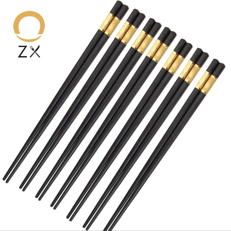 Pattern Alloy Chinese Chopsticks Set Non Slip Reusable Chopsticks Dishwasher Safe Black Chopsticks