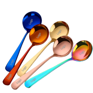 Christmas Professional Coffee Cupping Long Spoon Stainless Steel Round Cupping Spoon With Custom Logo Spoon Set