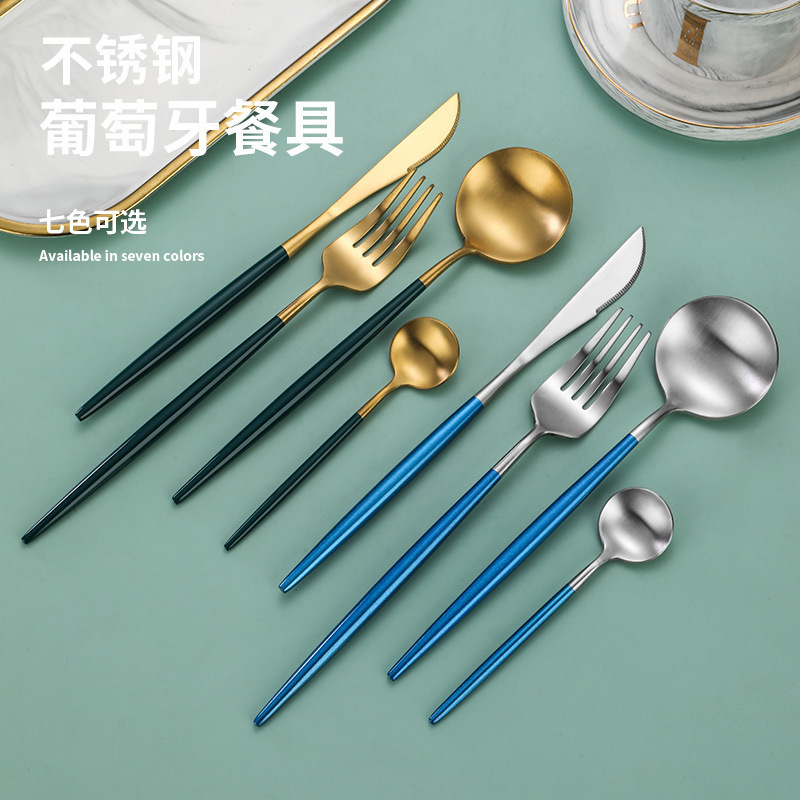 Restaurant Luxury 18/10 Flatware Sets gold silverware wedding Set Stainless Steel Golden Cutlery Set