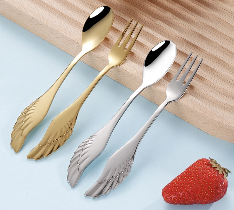 Kitchenware Stainless Steel Teaspoon Fruit Cake Fork Dessert Coffee Spoon With Cute Swan