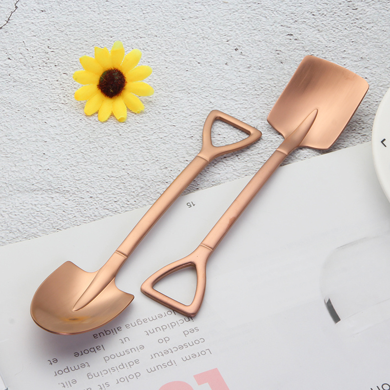 OEM Food Grade Stainless Steel 304 Shovel Shape Engraved Metal Tea Coffee Spoon