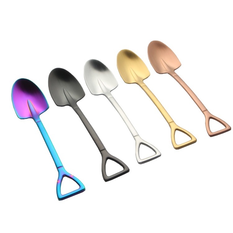 OEM Food Grade Stainless Steel 304 Shovel Shape Engraved Metal Tea Coffee Spoon