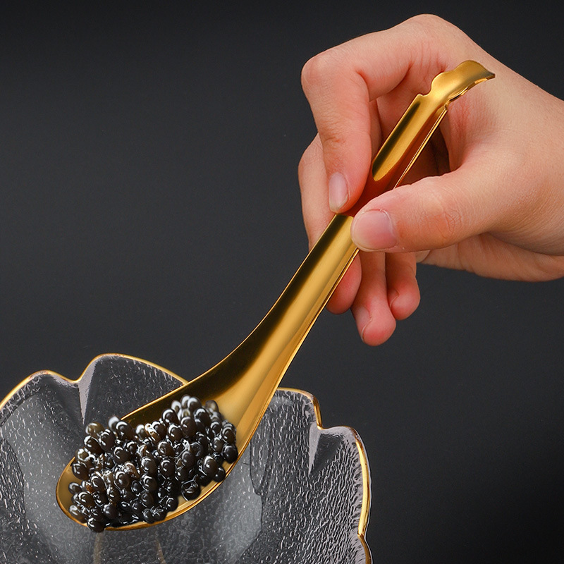 kitchen accessories new products stainless steel 304 metal silver slotted caviar spoon