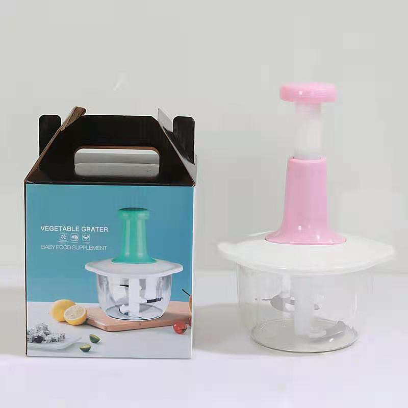 OEM Plastic Pp Onion Veggie Vegetable Slicer Cutter Manual Push Hand Meat Chopper With Storage Color Box