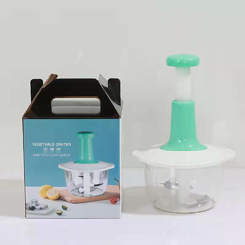 OEM Plastic Pp Onion Veggie Vegetable Slicer Cutter Manual Push Hand Meat Chopper With Storage Color Box