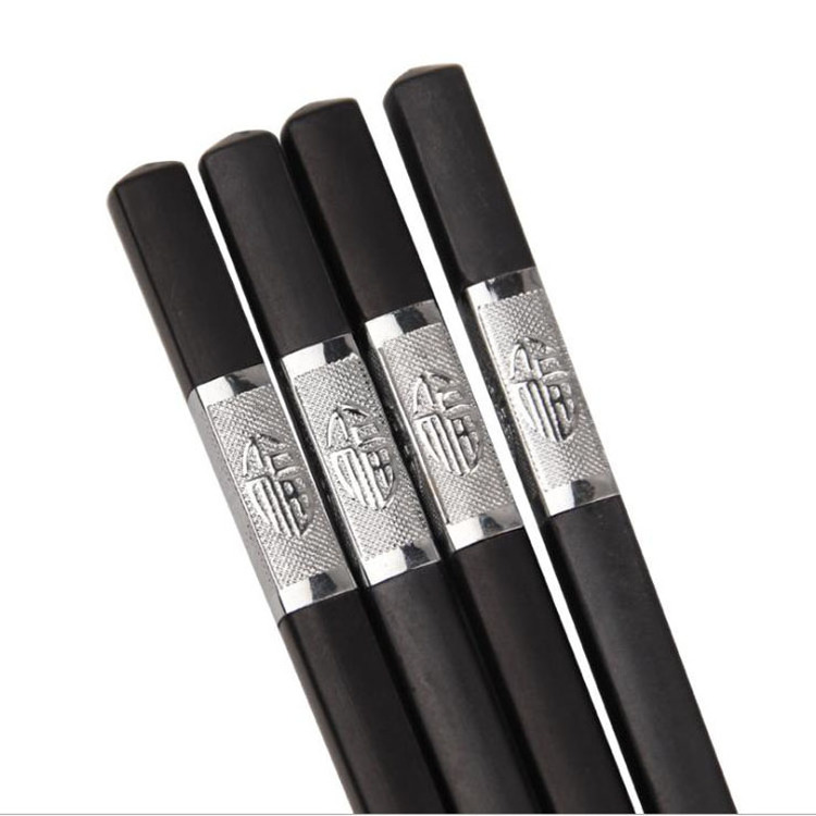 Pattern Alloy Chinese Chopsticks Set Non Slip Reusable Chopsticks Dishwasher Safe Black Chopsticks