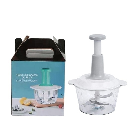 OEM Plastic Pp Onion Veggie Vegetable Slicer Cutter Manual Push Hand Meat Chopper With Storage Color Box