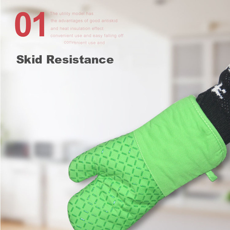 Custom Silicone Gloves Cotton Silicone Oven mitts Heat Resistant Kitchen Gloves BBQ Gloves with Pot Holders