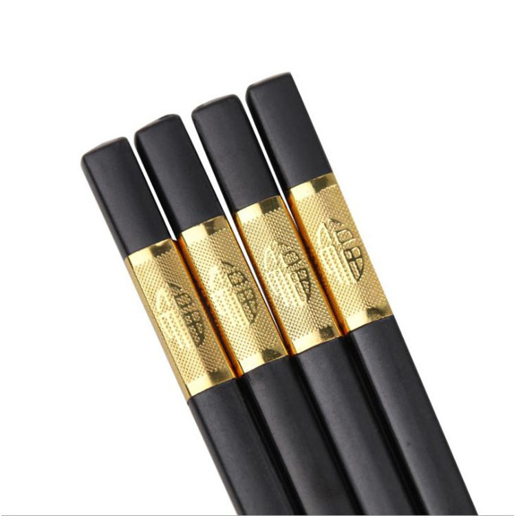 Pattern Alloy Chinese Chopsticks Set Non Slip Reusable Chopsticks Dishwasher Safe Black Chopsticks