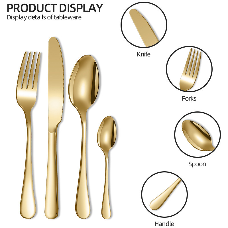 Luxury  Flatware Set Royal Gold Silverware  24pcs Cutlery set restaurant stainless steel wedding cutlery with box