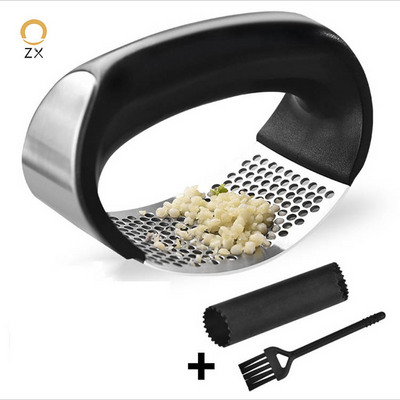 Amazon 3-in-1 Stainless Steel Manual Garlic Press Rocker  kitchen gadgets  ginger mincer crusher squeezer garlic Press