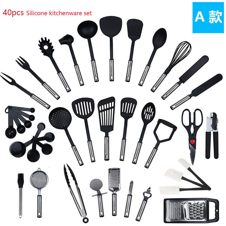 40 sets of silicone kitchenware Stainless steel kitchen gadgets kitchen accessories