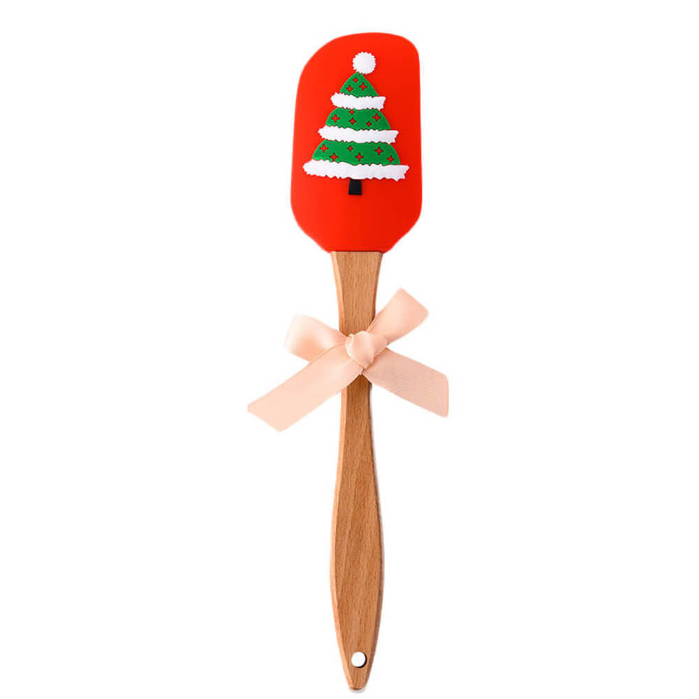 Silicone Cake Cream Spatula with Wooden Handle Kitchen Utensil Pastry Tools Baking Scraper Christmas silicone scraper