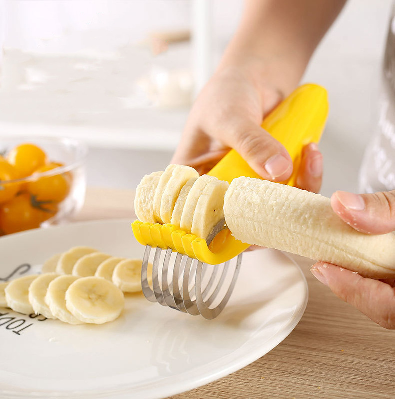 Kitchen Accessories Banana Slicer Fruit Vegetable Sausage Slicer Stainless Steel Banana Cutter Salad Sundaes Tools