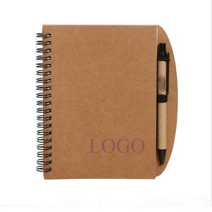 Customized Logo Double Metal Spiral Eco-friendly Book with Paper Pen Recyclable Notebook for Promotion Gift