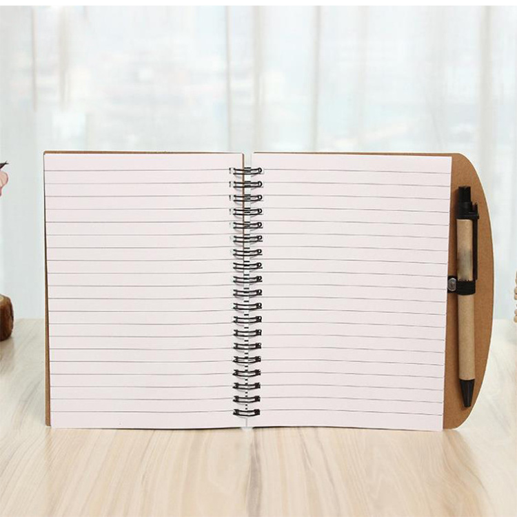 Customized Logo Double Metal Spiral Eco-friendly Book with Paper Pen Recyclable Notebook for Promotion Gift