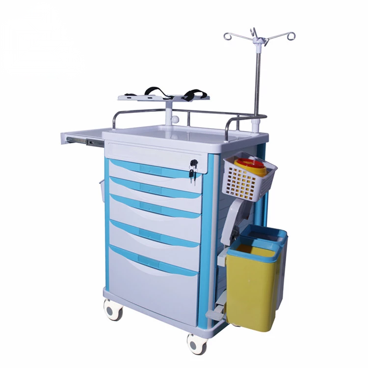 Medication Crash Cart Hospital Clinic Furniture Medication Medical Crush Emergency Trolley Cart