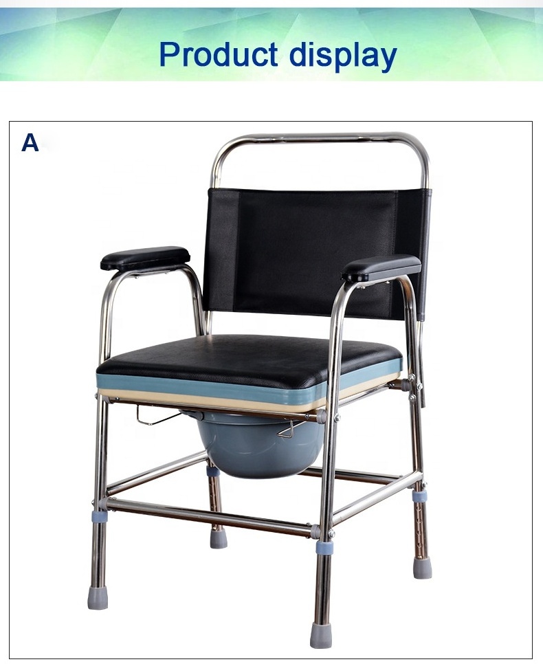 portable folding elderly disabled medical aluminum shower commode Caregiver Toilet chair with seat