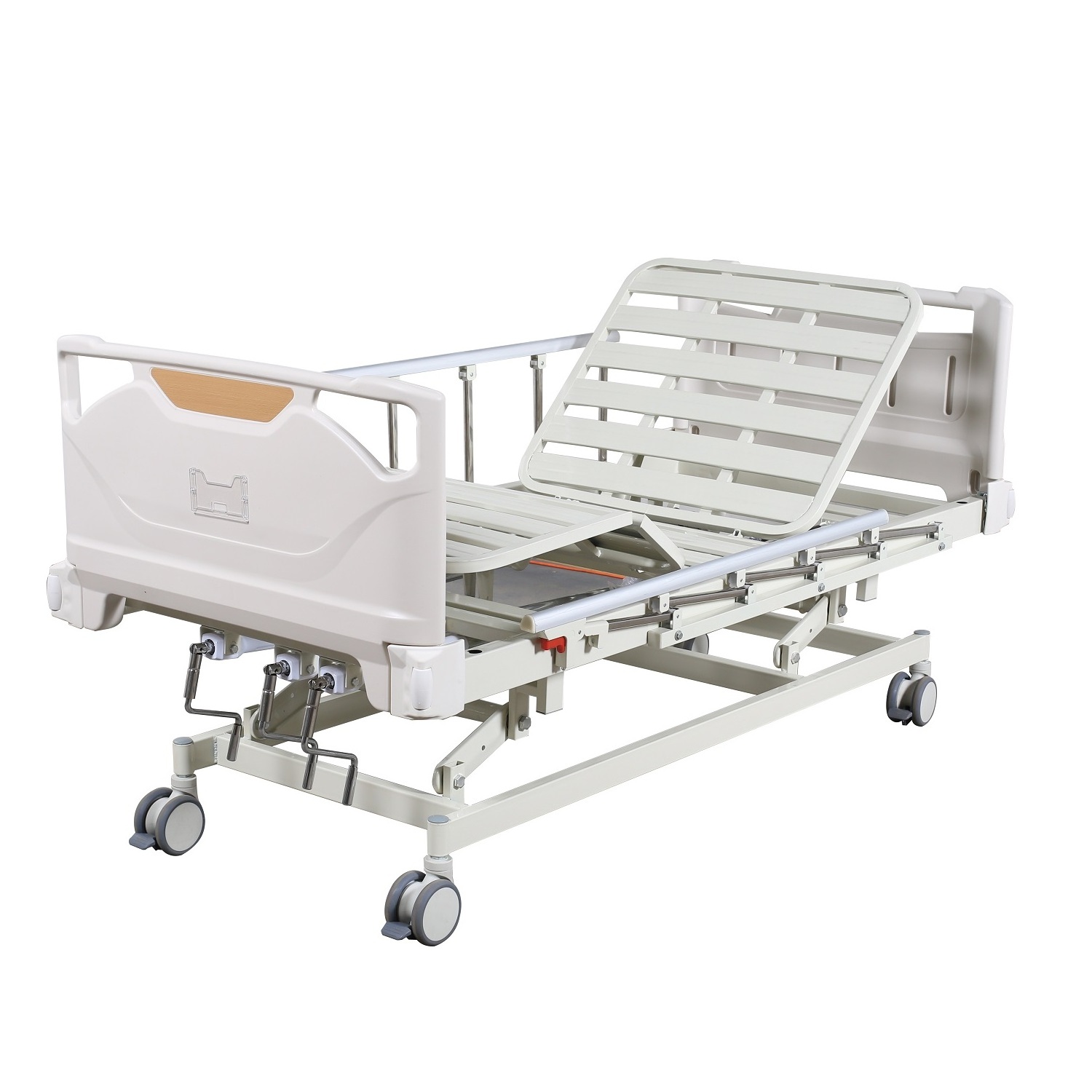 Brand Container Ship Manual Three 3 Function Height Adjustment CPR High Quality Stainless Steel Crank Medical Hospital Bed