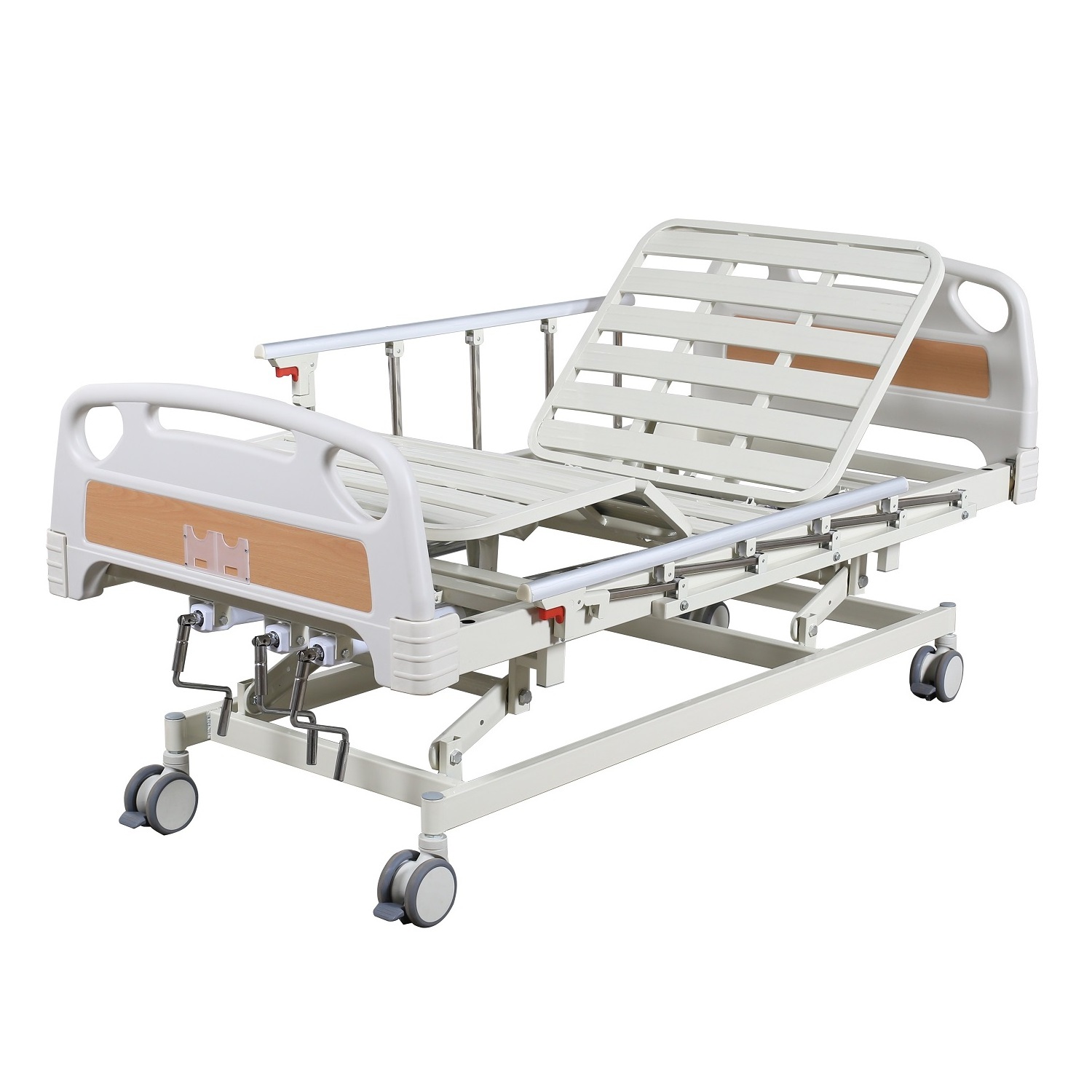 Brand Container Ship Manual Three 3 Function Height Adjustment CPR High Quality Stainless Steel Crank Medical Hospital Bed