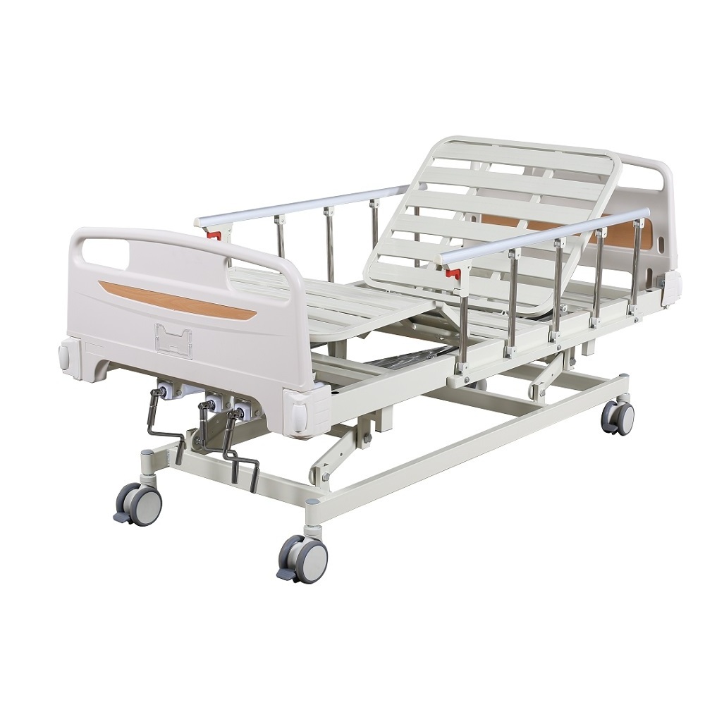 Brand Container Ship Manual Three 3 Function Height Adjustment CPR High Quality Stainless Steel Crank Medical Hospital Bed