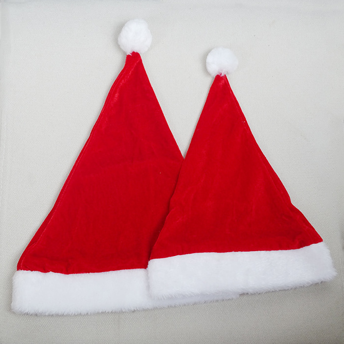 Festival Party Fashion Decoration Red Xmas Cap Soft Santa Hats Children Adult Classic Santa Claus Christmas Hat