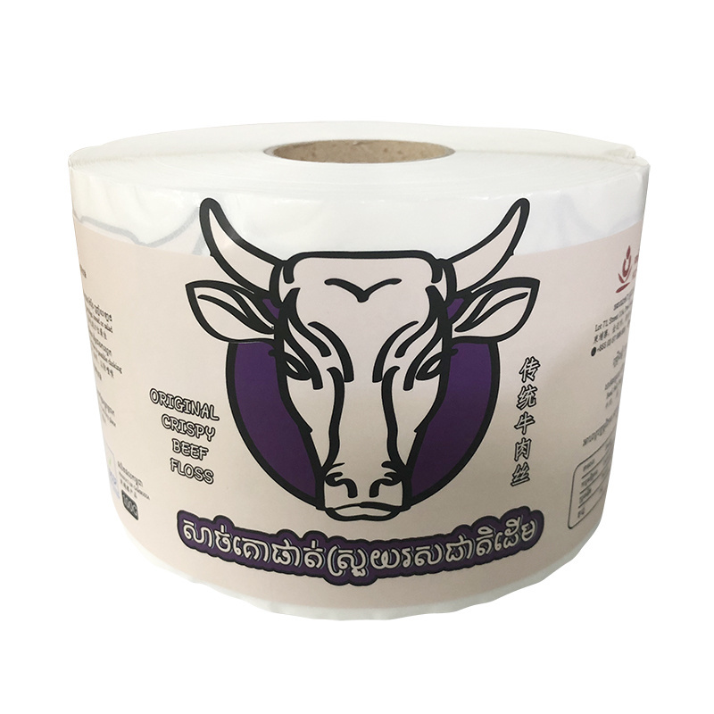 Factory Supply Waterproof Self-adhesive Logo Printed Food Synthetic Meat Packaging Labels Vinyl Pe Beef Stickers